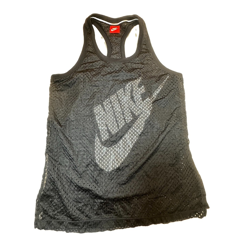 Nike Women's Dual Layer Mesh Black Athletic Tank "Just Do It" Size M